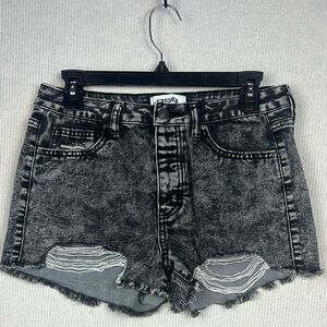 Tilly’s RSQ Vintage High Rise Faded Black Shorts Size 28 Frayed Distressed